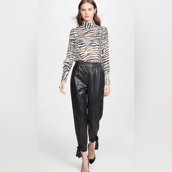Rebecca Taylor Vegan Leather Ankle Tie Pants Size 12